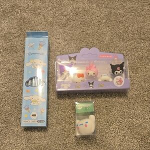 Set of Sanrio Character Erasers and a Pencil 12pk